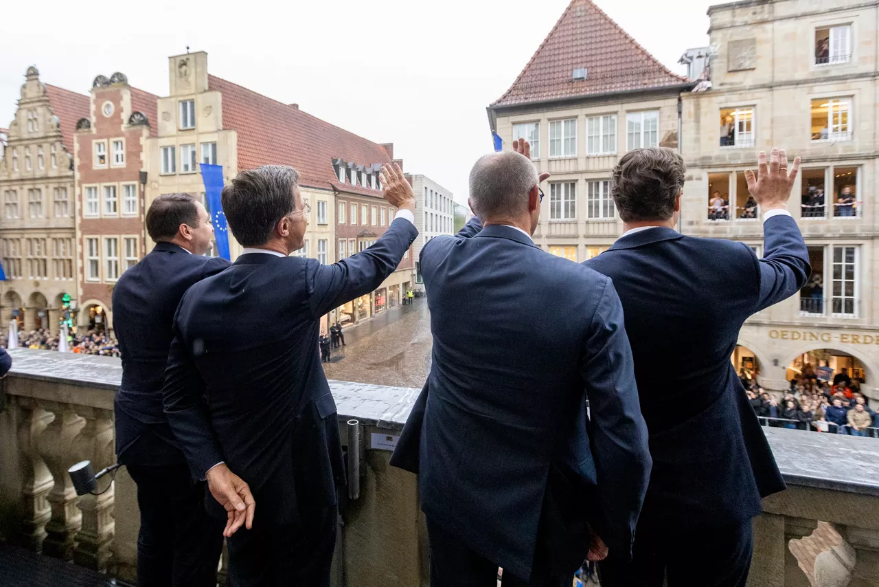 NATO Secretary General Mark Rutte with the Federal Chancellor of Germany, Friedrich Merz and the Mayor of Münster, Tilman Fuchs