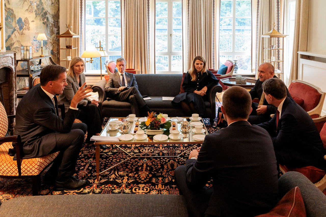 NATO Secretary General Mark Rutte meets with the Prime Minister of Bulgaria Rumen Radev and the President of Romania, Nicușor Dan