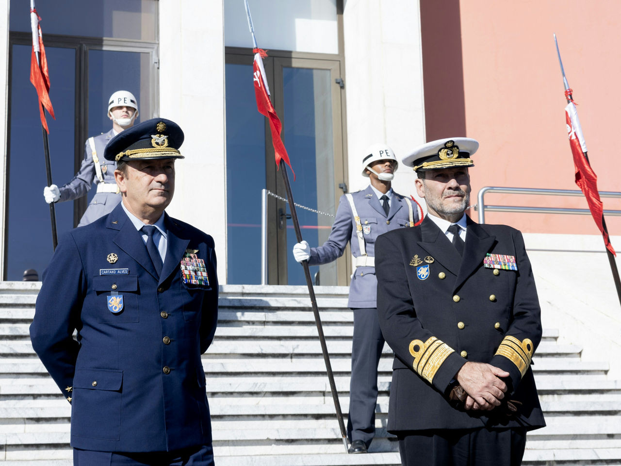 The Chief of Defence of Portugal, Gen. João Cartaxo Alves (left), and the MilItary Representative of Portugal, VAdm. Pedro Proença Mendes (right)