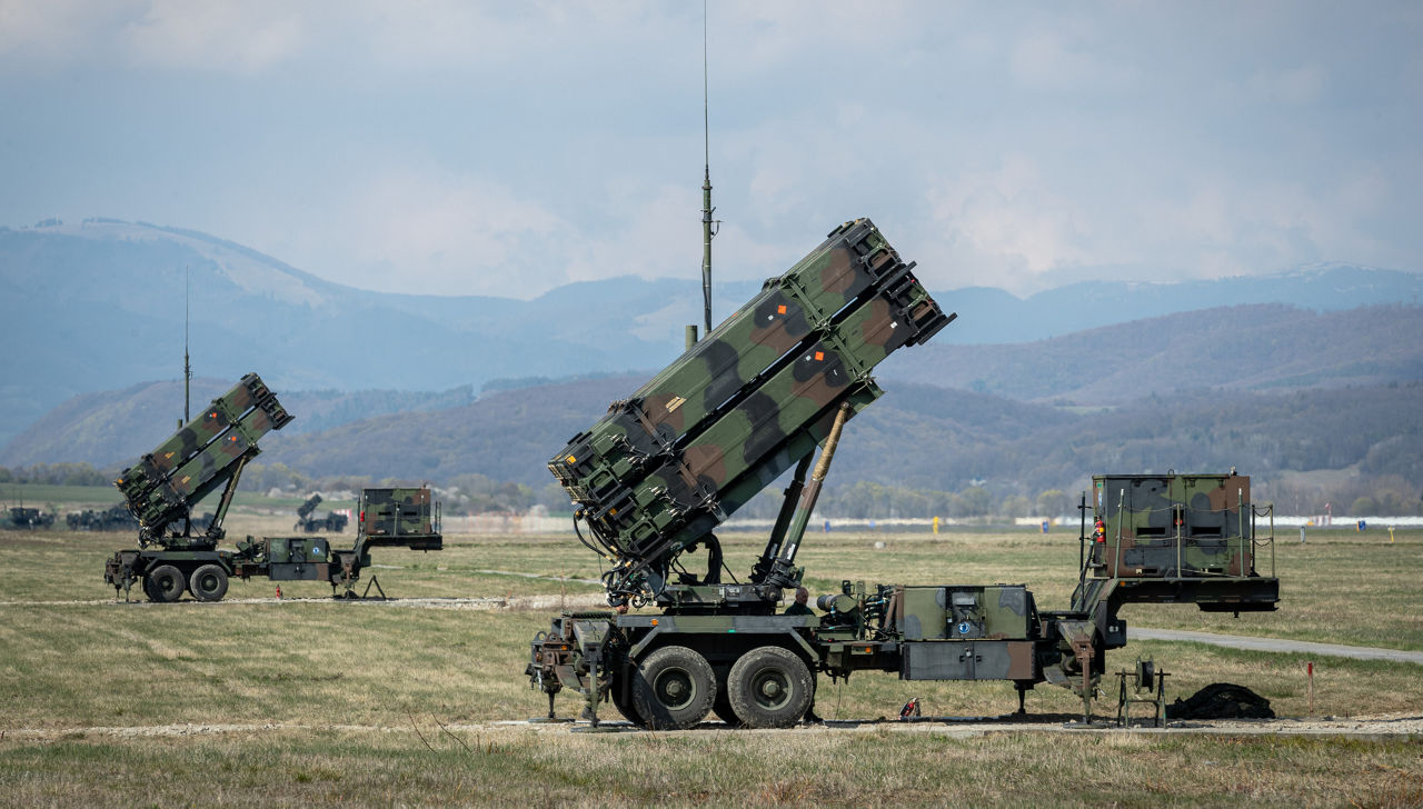 Dutch soldier gets the Patriot surface-to-air missile systems ready in Sliač Air Base, Slovakia.
