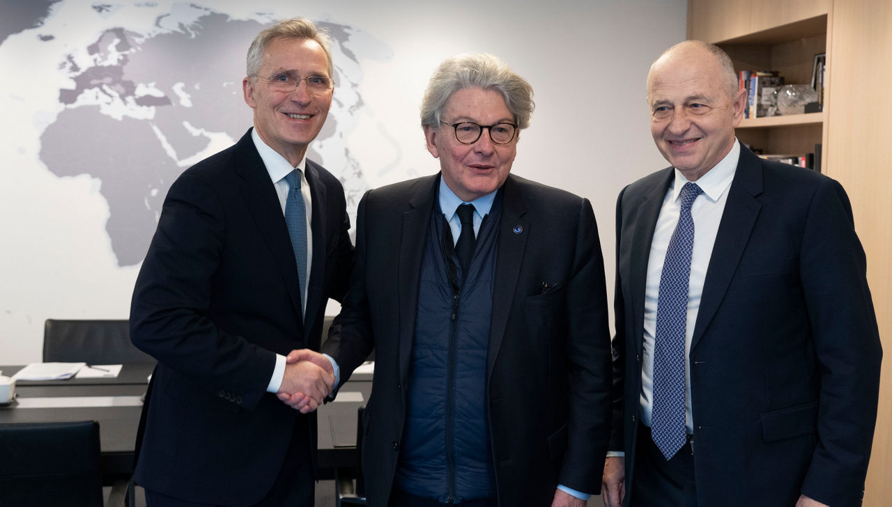 European Commissioner for the Internal Market visits NATO Headquarters