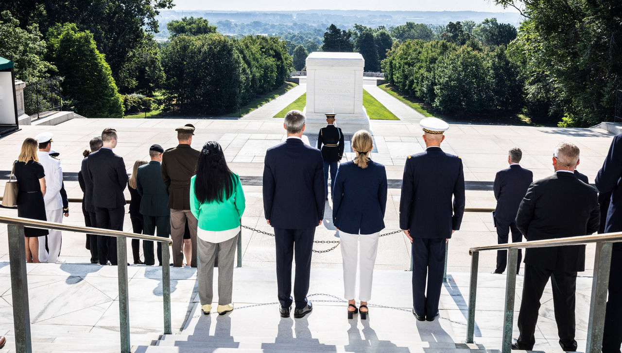 Wreath-laying Ceremony with NATO Secretary General Jens Stoltenberg at Arlington National Cemetry