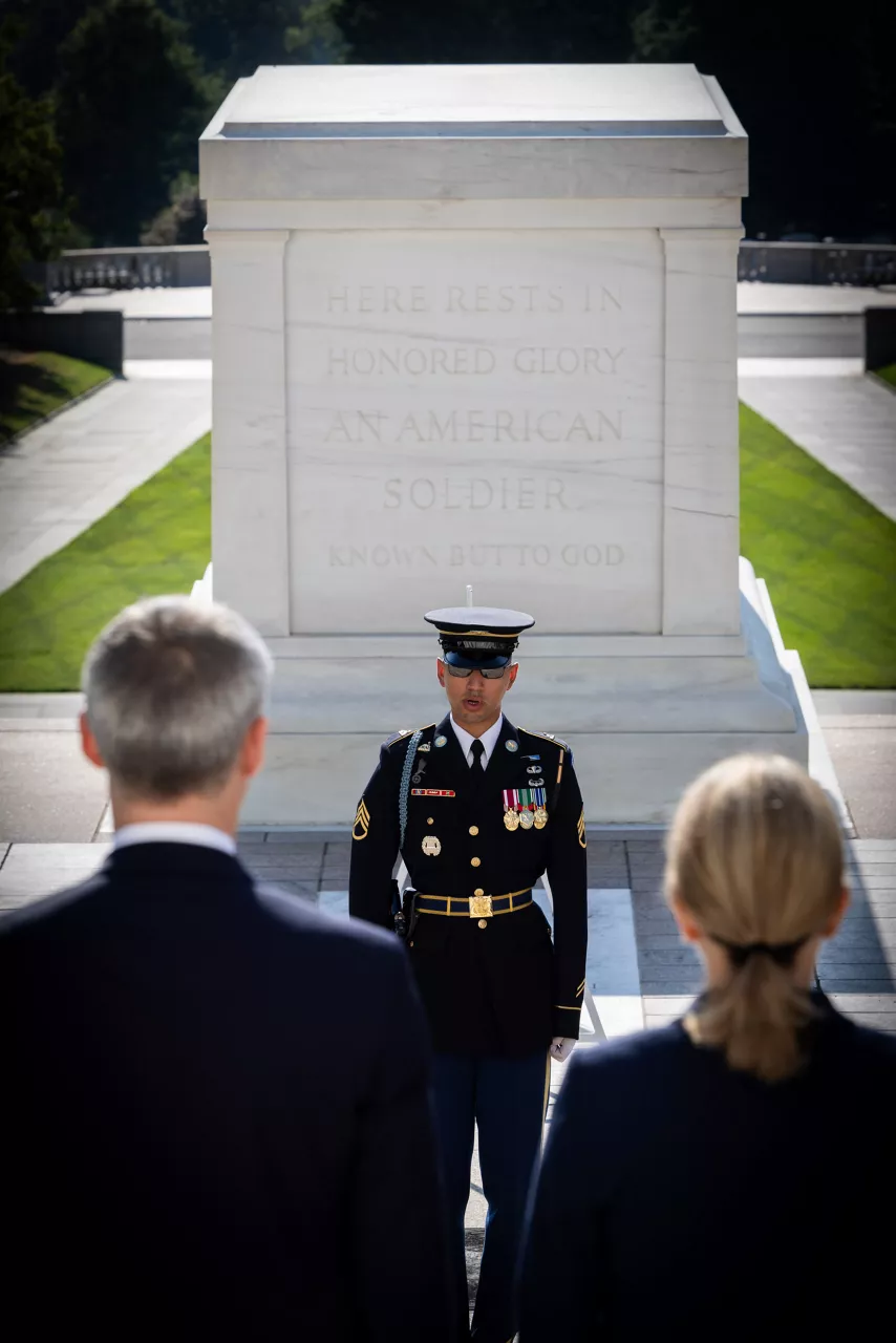 Wreath-laying Ceremony with NATO Secretary General Jens Stoltenberg at Arlington National Cemetry