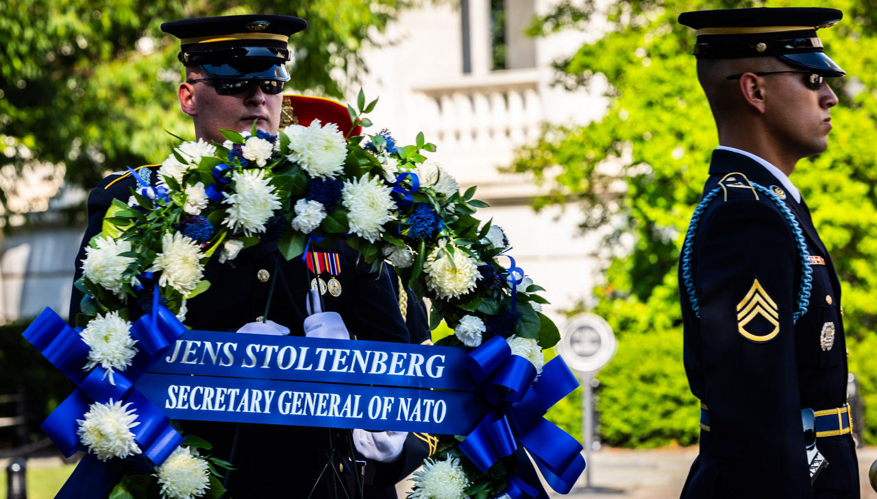 Wreath-laying Ceremony with NATO Secretary General Jens Stoltenberg at Arlington National Cemetry