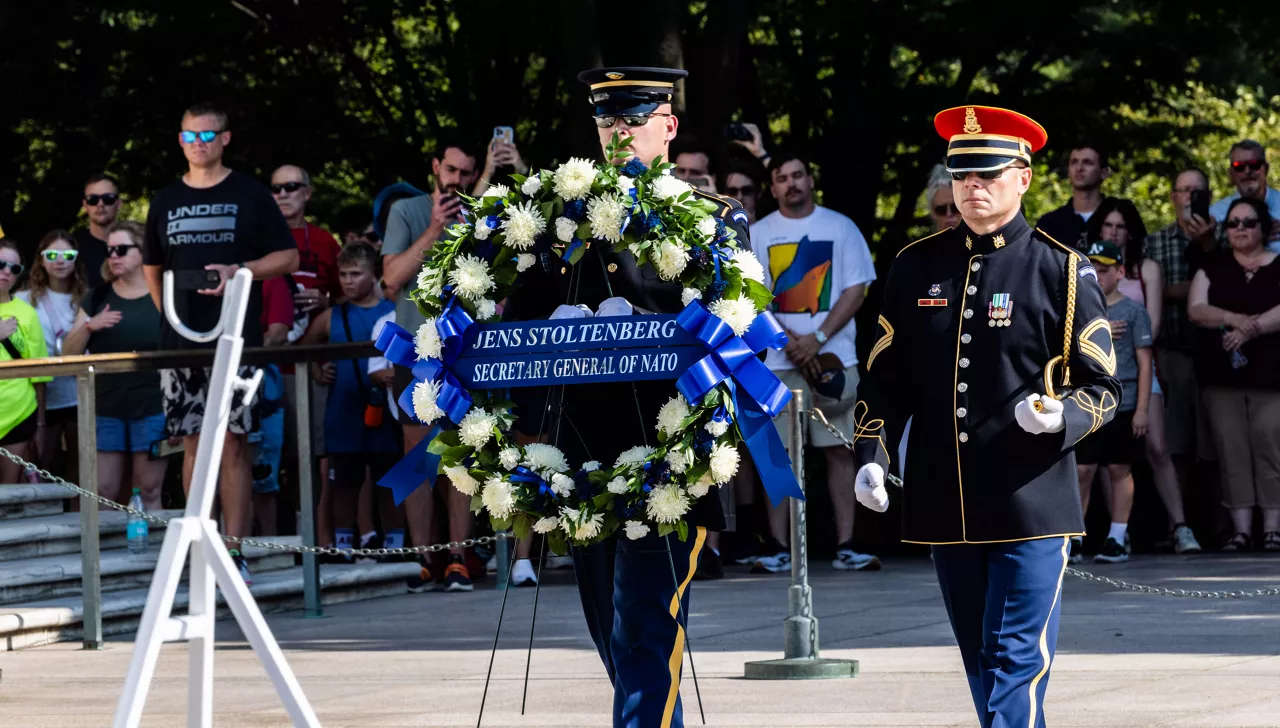 Wreath-laying Ceremony with NATO Secretary General Jens Stoltenberg at Arlington National Cemetry
