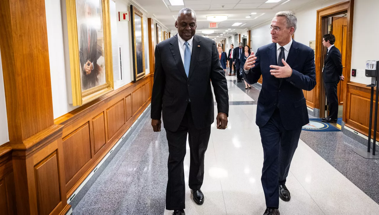 NATO Secretary General Jens Stoltenberg meets with Lloyd J. Austin (Secretary of Defense, United States)