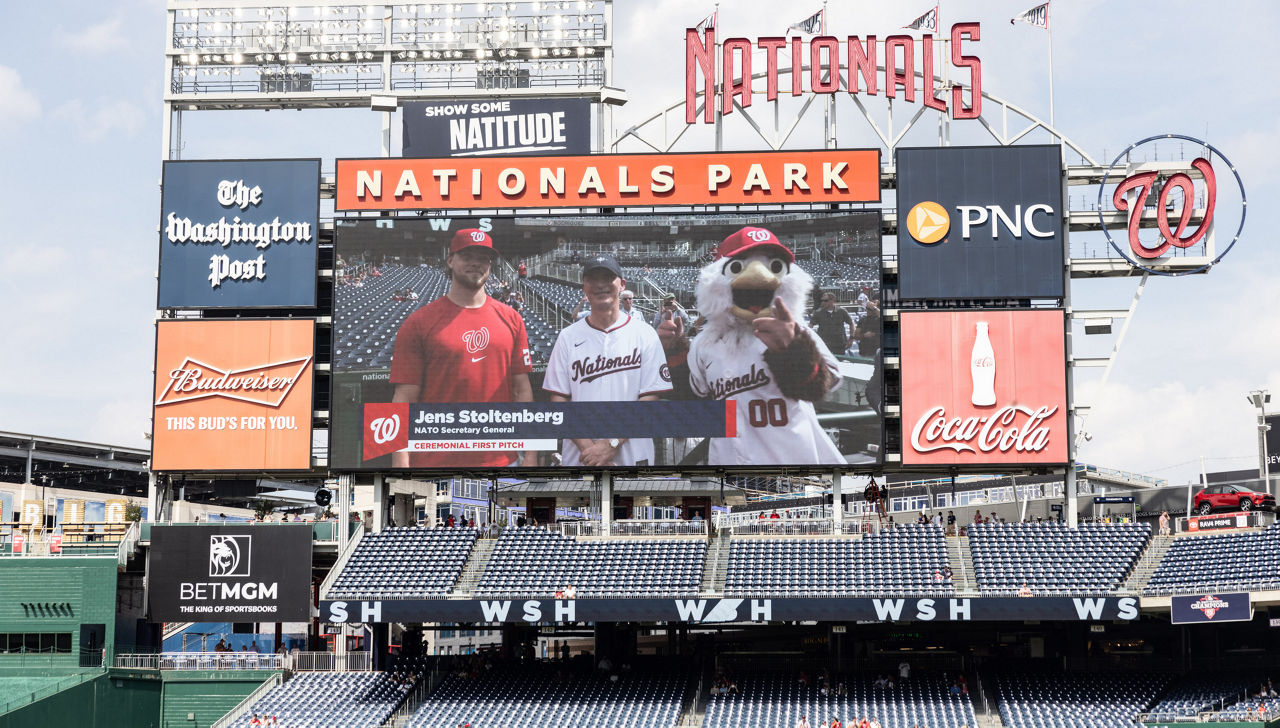 NATO Secretary General Jens Stoltenberg at the Washington Nationals Park