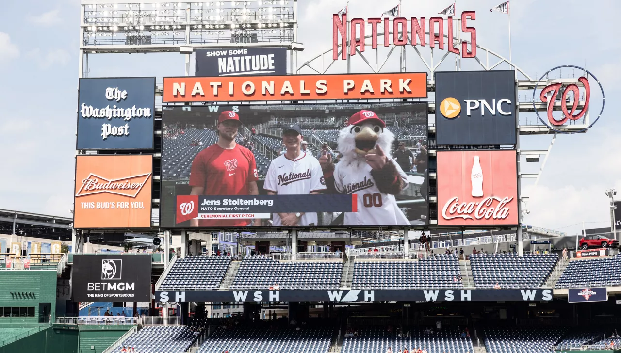 NATO Secretary General Jens Stoltenberg at the Washington Nationals Park