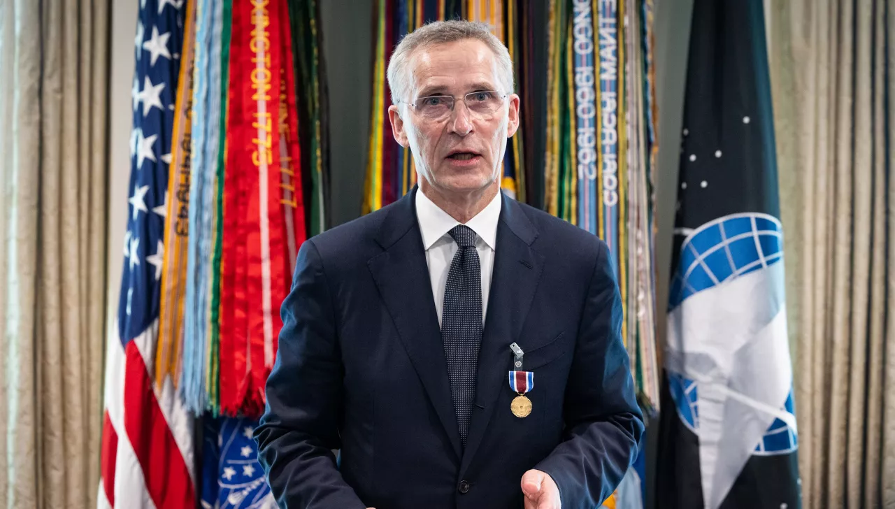 NATO Secretary General Jens Stoltenberg receives the US Department of Defense's Medal for distinguished Public Service