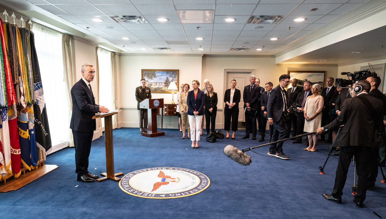 NATO Secretary General Jens Stoltenberg receives the US Department of Defense's Medal for distinguished Public Service