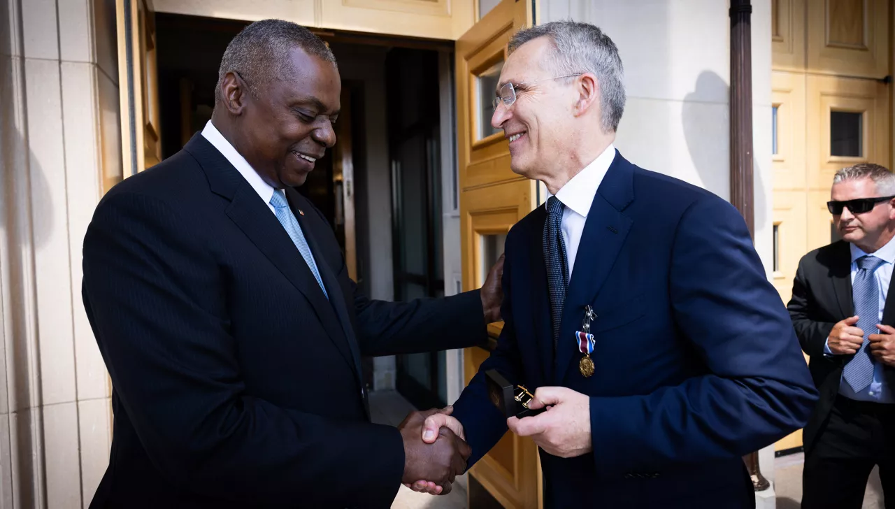 NATO Secretary General Jens Stoltenberg receives the US Department of Defense's Medal for distinguished Public Service