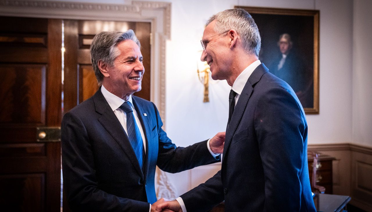 NATO Secretary General Jens Stoltenberg with Antony Blinken (Secretary of State, United States)