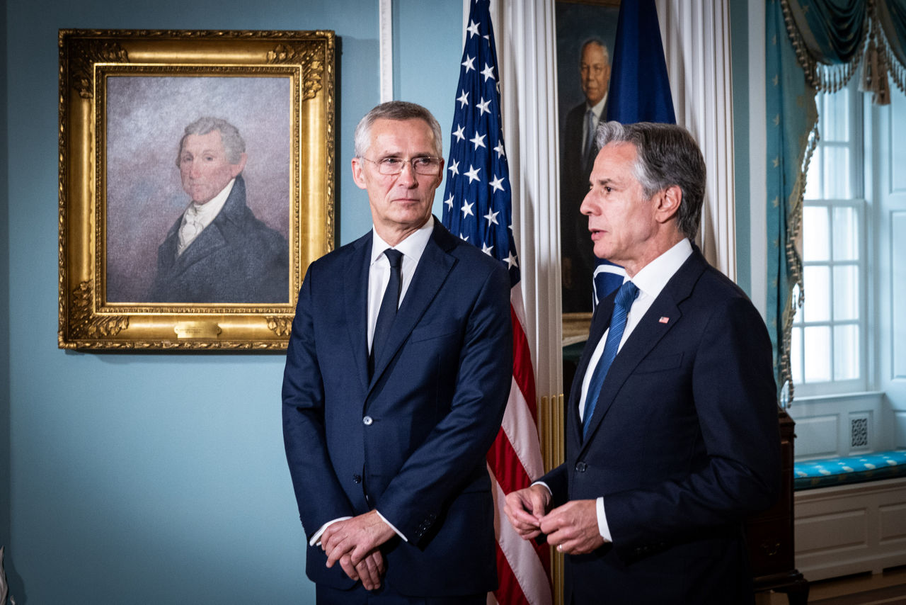 NATO Secretary General Jens Stoltenberg with Antony Blinken (Secretary of State, United States)