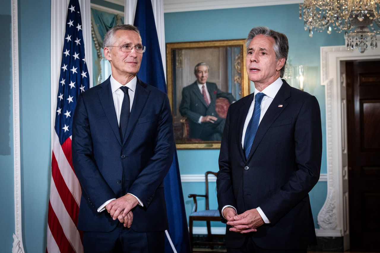 NATO Secretary General Jens Stoltenberg with Antony Blinken (Secretary of State, United States)