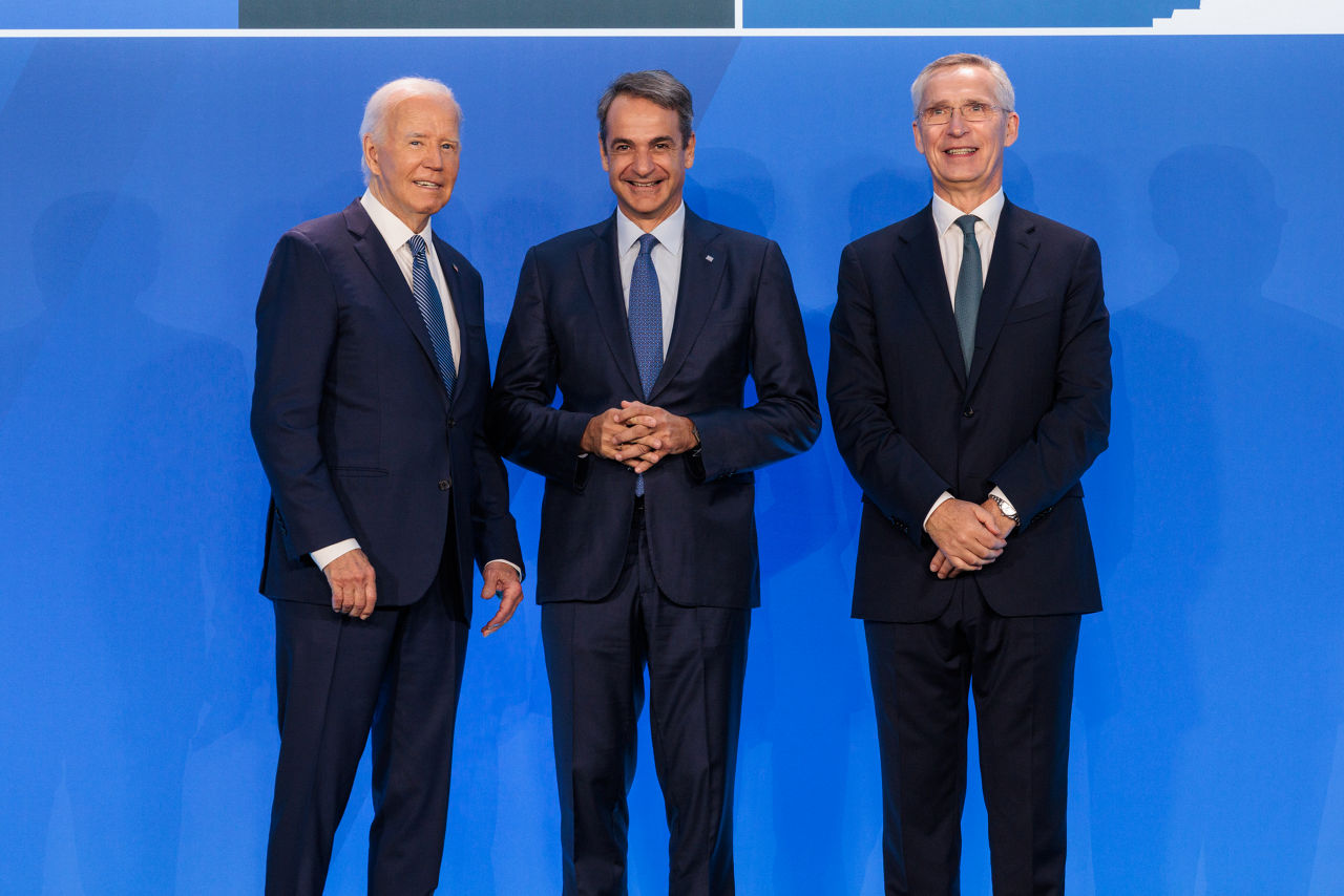 NATO Secretary General Jens Stoltenberg and U.S. President Joe Biden with Kyriakos Mitsotakis (Prime Minister of Greece)