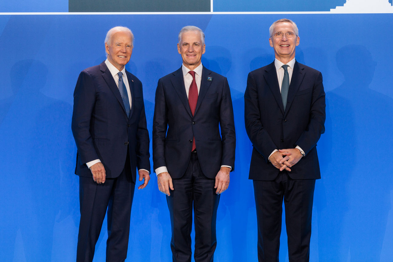 NATO Secretary General Jens Stoltenberg and U.S. President Joe Biden with Jonas Gahr Støre (Prime Minister of Norway)