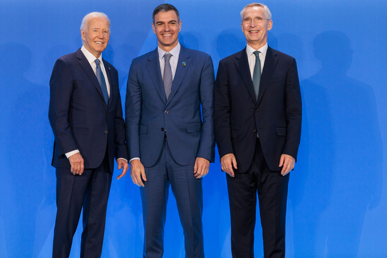 NATO Secretary General Jens Stoltenberg and U.S. President Joe Biden with Pedro Sánchez (Prime Minister of Spain)