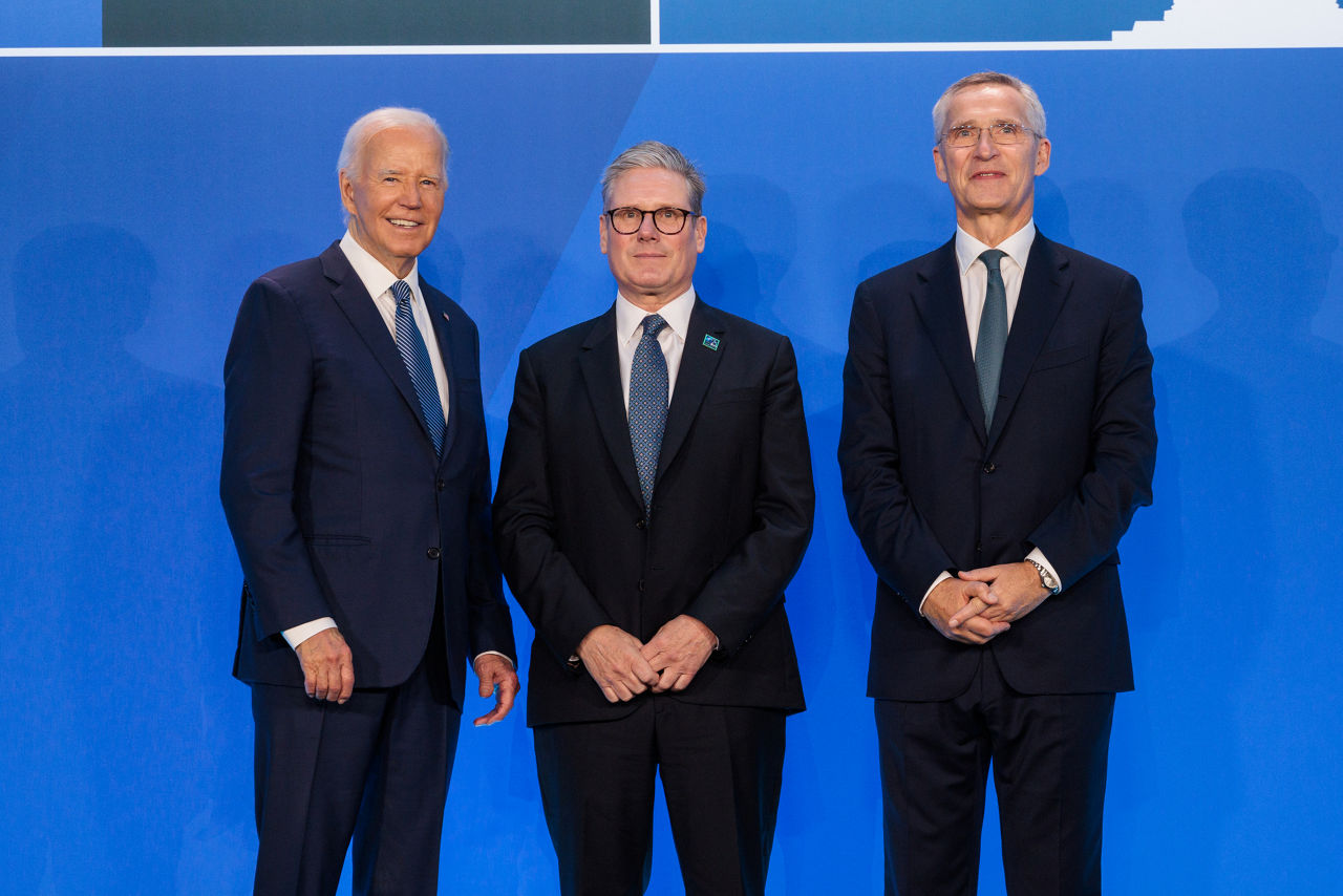 NATO Secretary General Jens Stoltenberg and U.S. President Joe Biden with Keir Starmer (Prime Minister, United Kingdom)