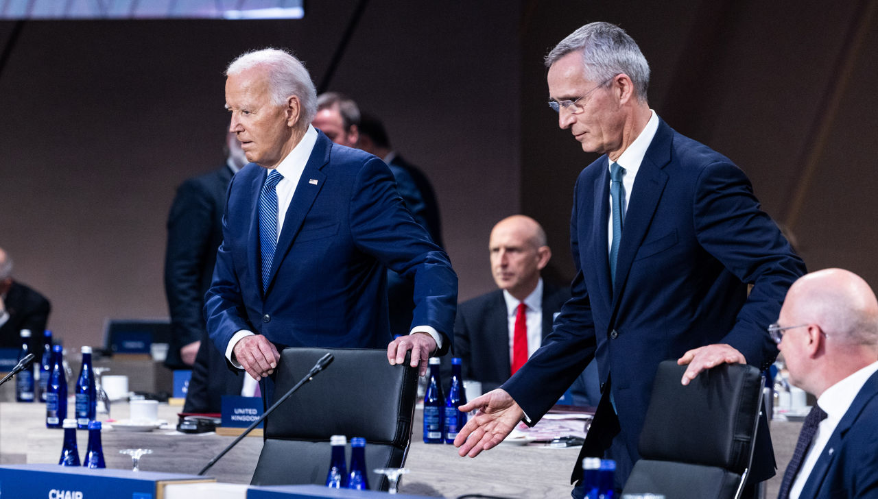 Left to right: US President Joe Biden with NATO Secretary General Jens Stoltenberg