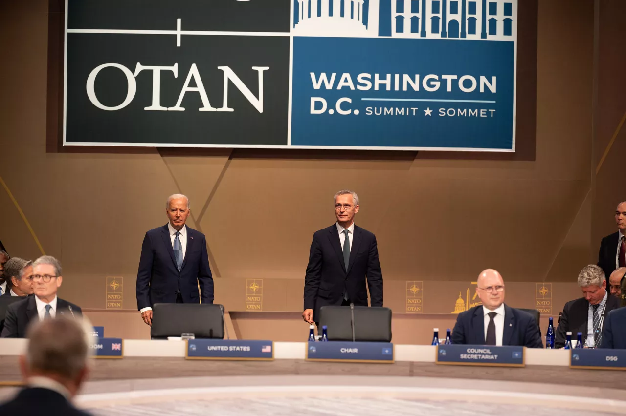 Left to right: US President Joe Biden with NATO Secretary General Jens Stoltenberg