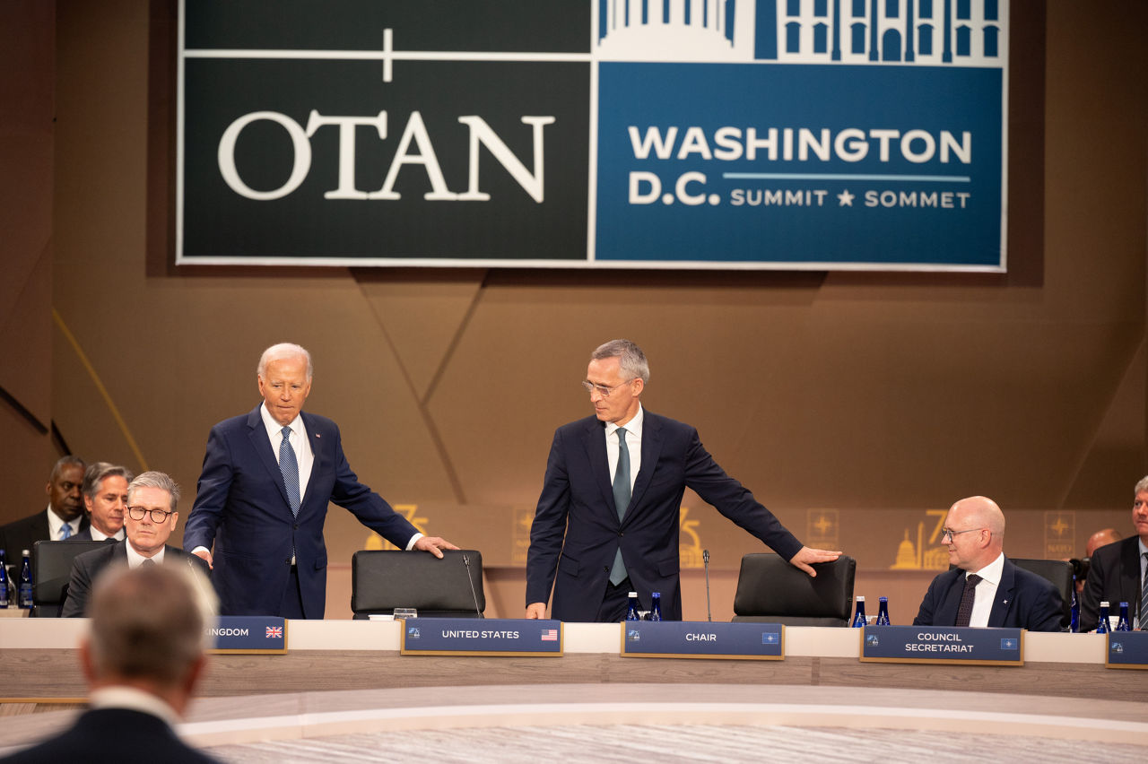 Left to right: US President Joe Biden with NATO Secretary General Jens Stoltenberg