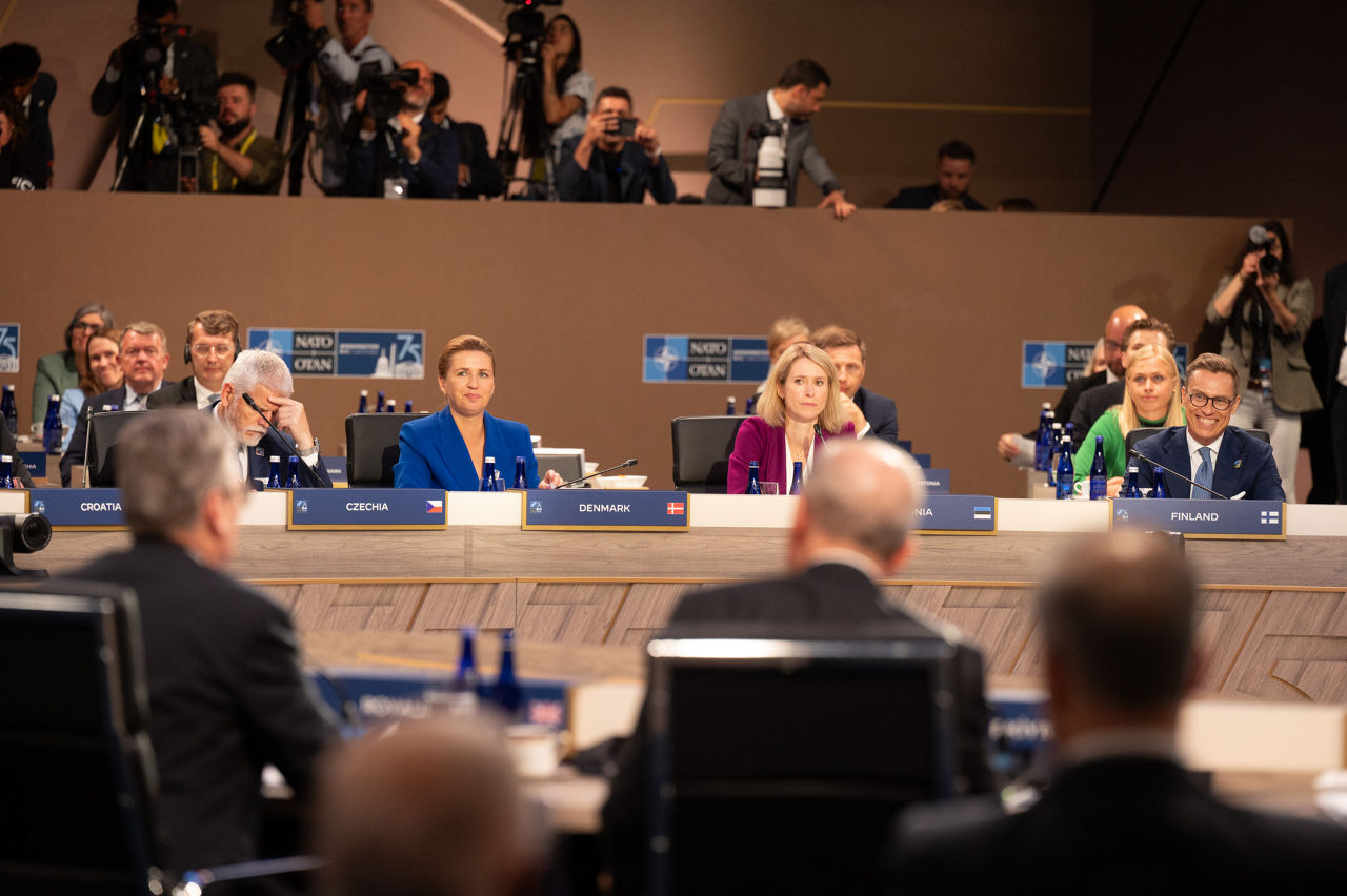 Left to right: Mette Frederiksen (Prime Minister of Denmark) with Kaja Kallas (Prime Minister of Estonia) and President Alexander Stubb (Finland)