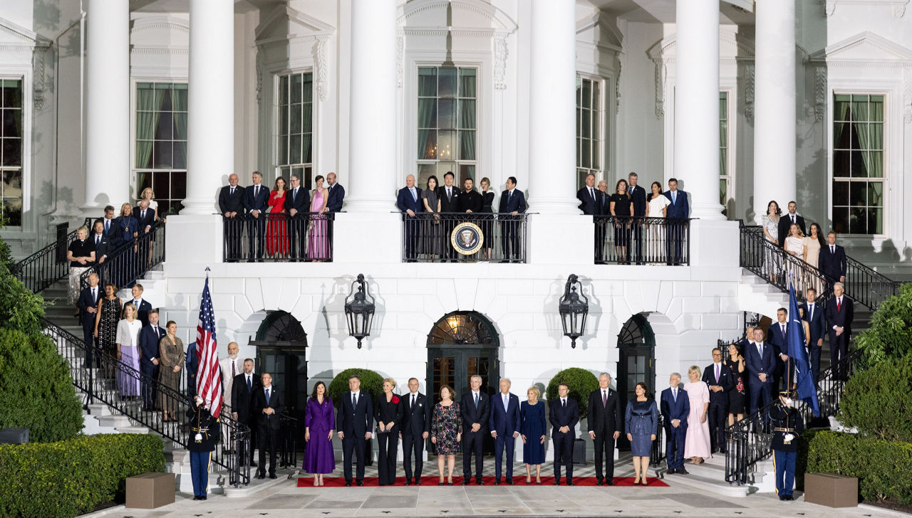 NATO Heads of State and Government and their spouses at the White House