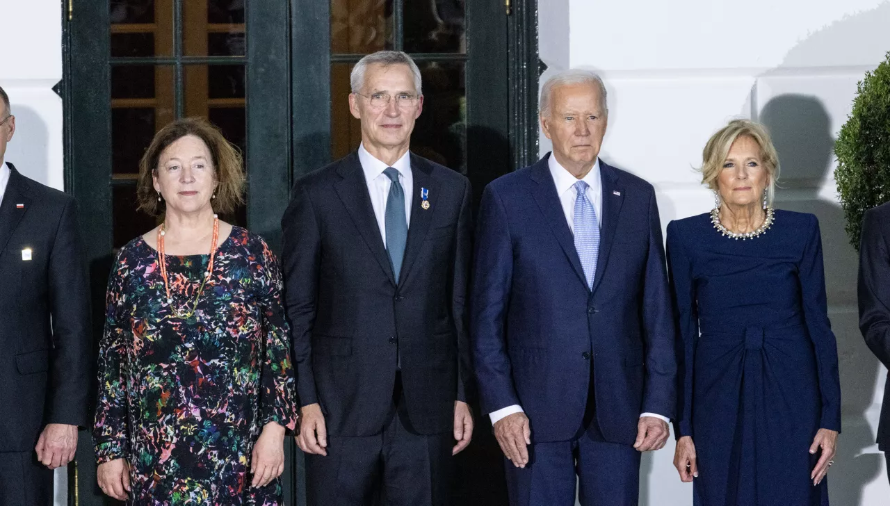 NATO Secretary General Jens Stoltenberg and Mrs Stoltenberg with the   the President of the United States and the First Lady