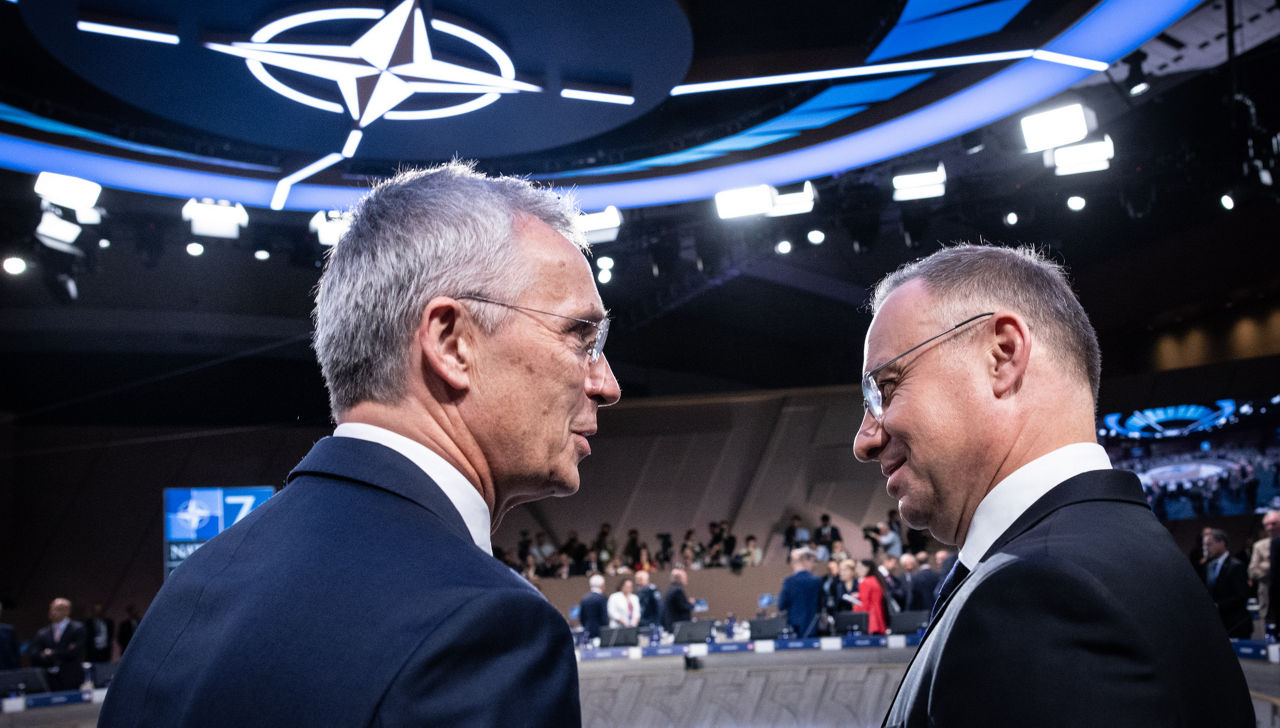 Left to right: NATO Secretary General Jens Stoltenberg with President Andrzej Duda (Poland)