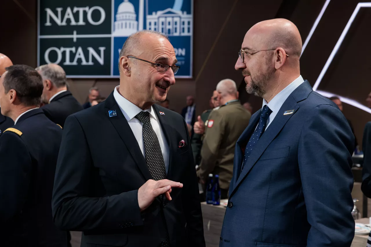 Left to right: Gordan Grlić Radman (Minister of Foreign Affairs, Croatia) with Charles Michel (President European Council)
