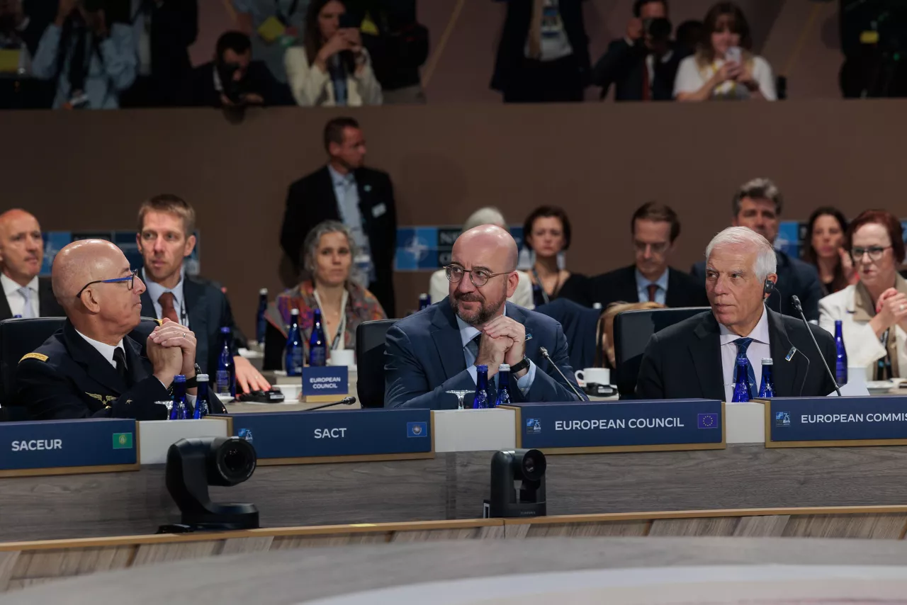 Left to right: General Lavigne (Supreme Allied Commander Transformation) with Charles Michel (President European Council) and Josep Borrell (High Representative of the European Union for Foreign Affairs and Security Policy)