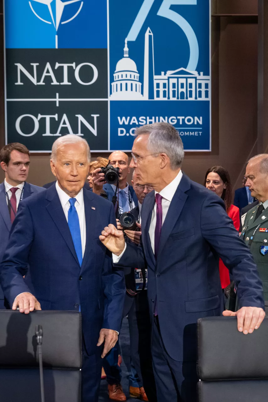 Left to right: US President Joe Biden with NATO Secretary General Jens Stoltenberg