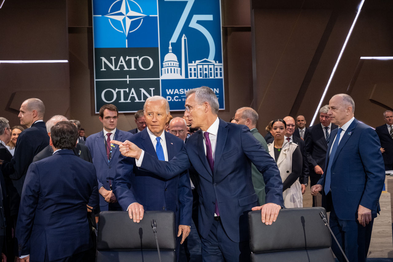 Left to right: US President Joe Biden with NATO Secretary General Jens Stoltenberg