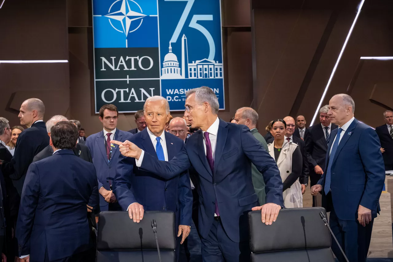 Left to right: US President Joe Biden with NATO Secretary General Jens Stoltenberg