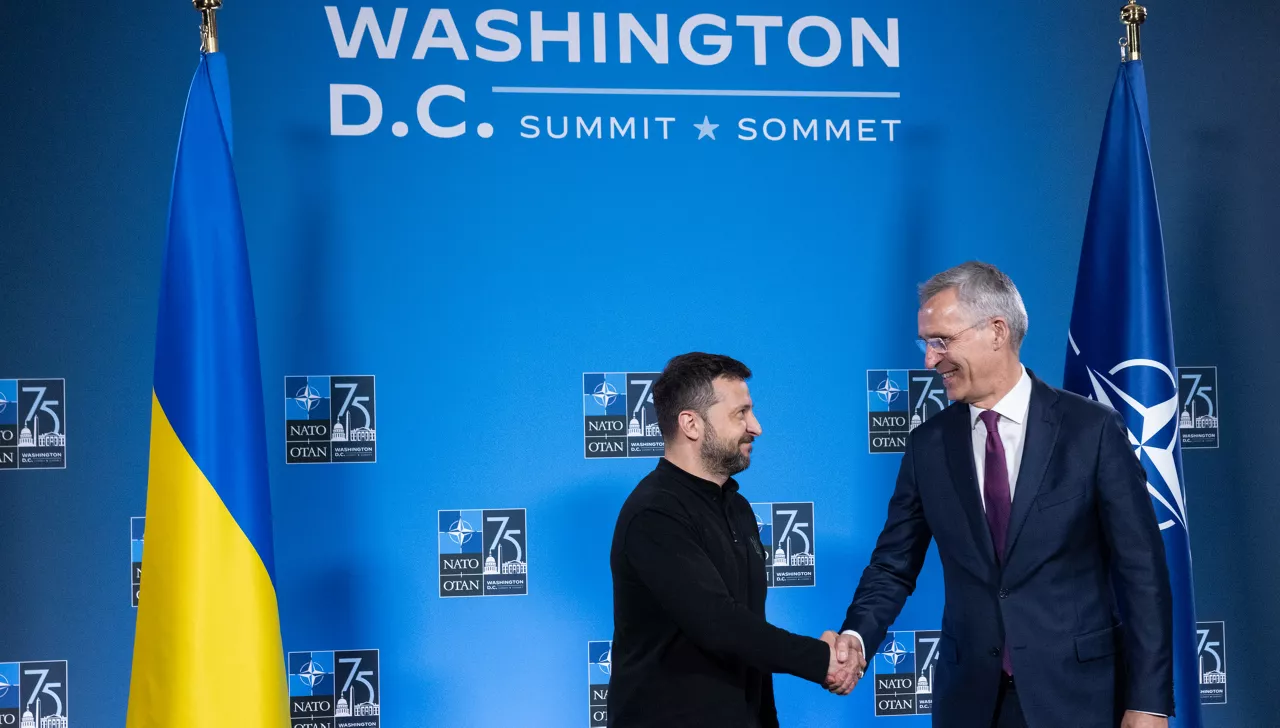 NATO Secretary General Jens Stoltenberg and the President of Ukraine, Volodymyr Zelenskyy