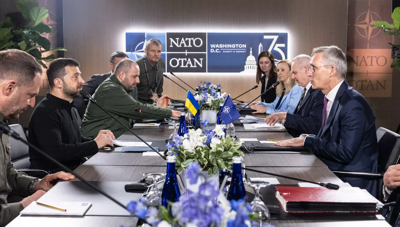 NATO Secretary General Jens Stoltenberg and the President of Ukraine, Volodymyr Zelenskyy