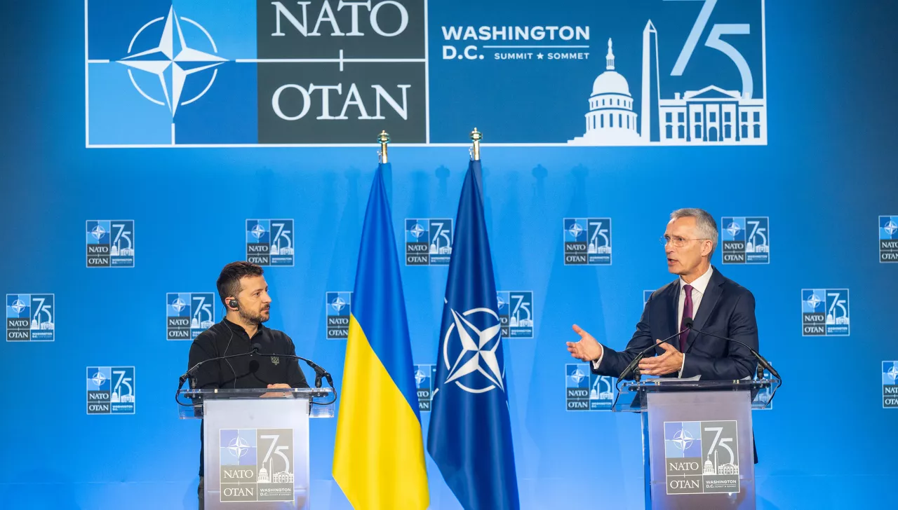 NATO Secretary General Jens Stoltenberg and the President of Ukraine, Volodymyr Zelenskyy