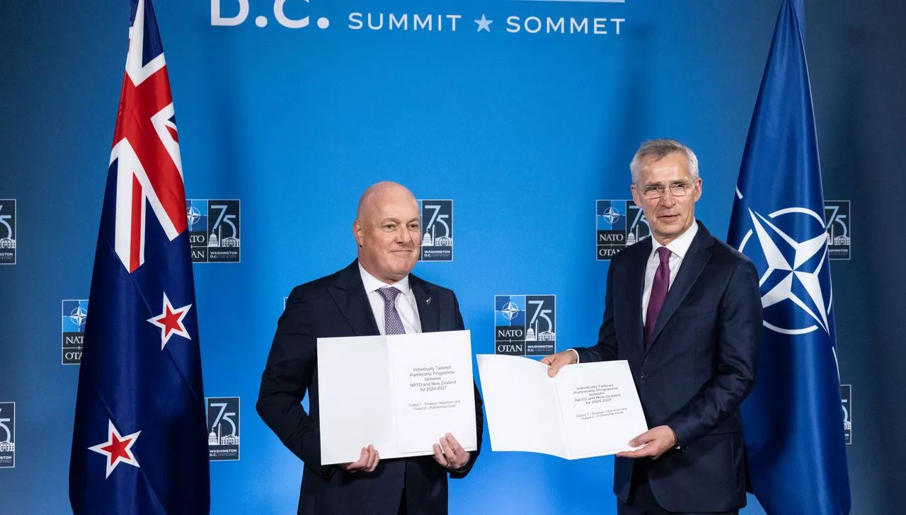 NATO Secretary General Jens Stoltenberg and Christopher Luxon (Prime Minister, New Zealand)
