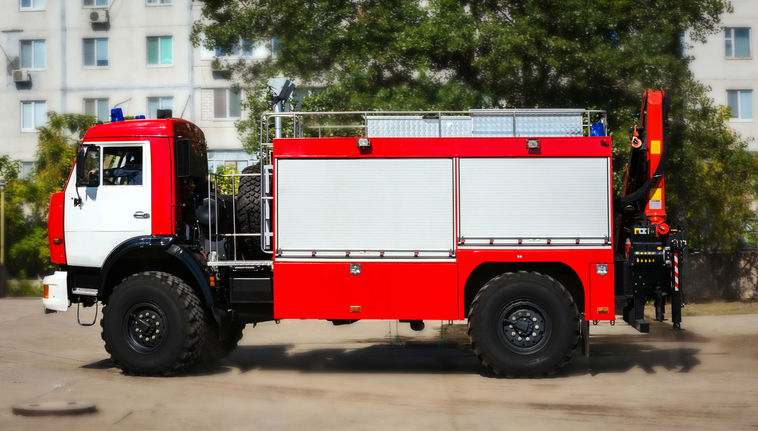 big red fire truck