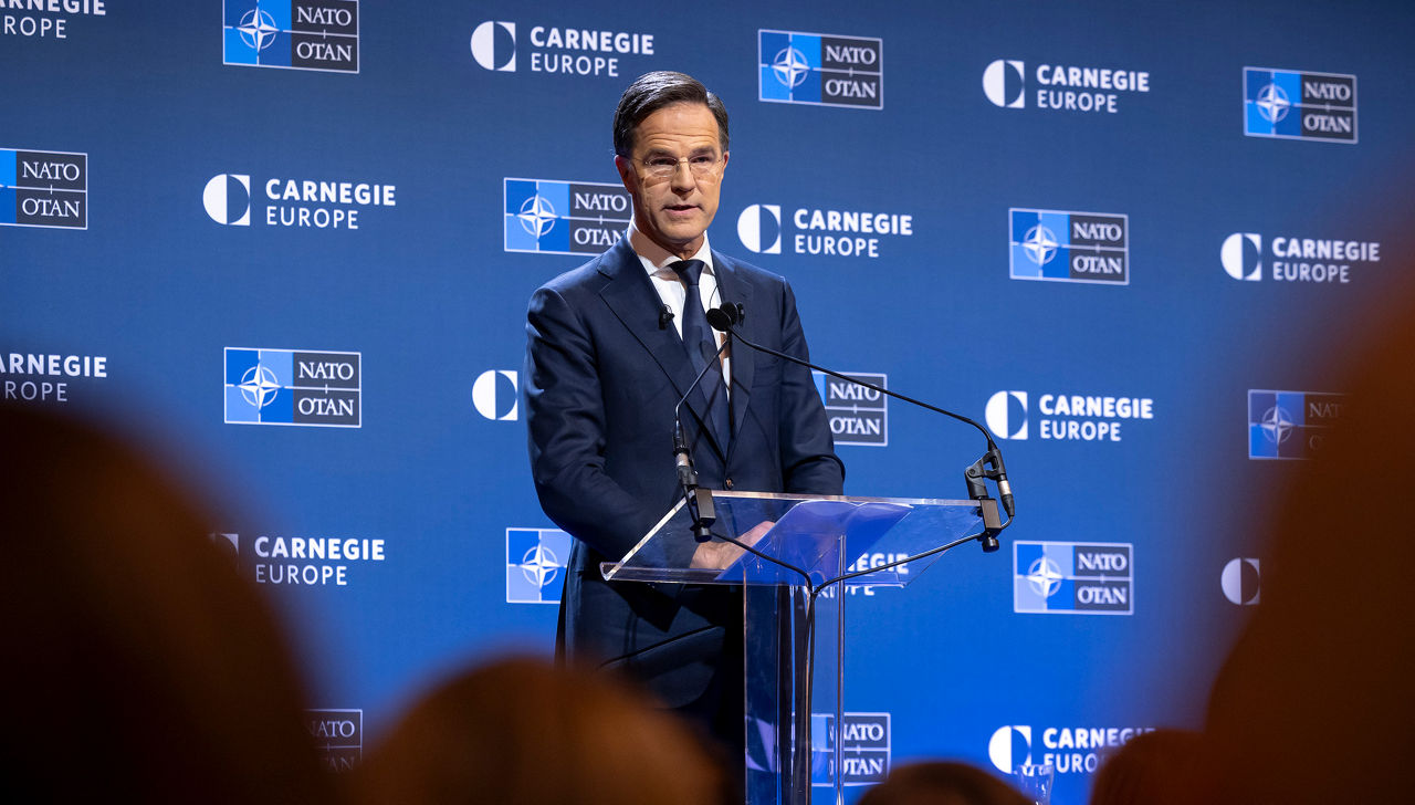 NATO Secretary General Mark Rutte highlights the critical need to ramp up defence spending and defence production in an increasingly turbulent security environment at an event hosted by Carnegie Europe in Brussels.