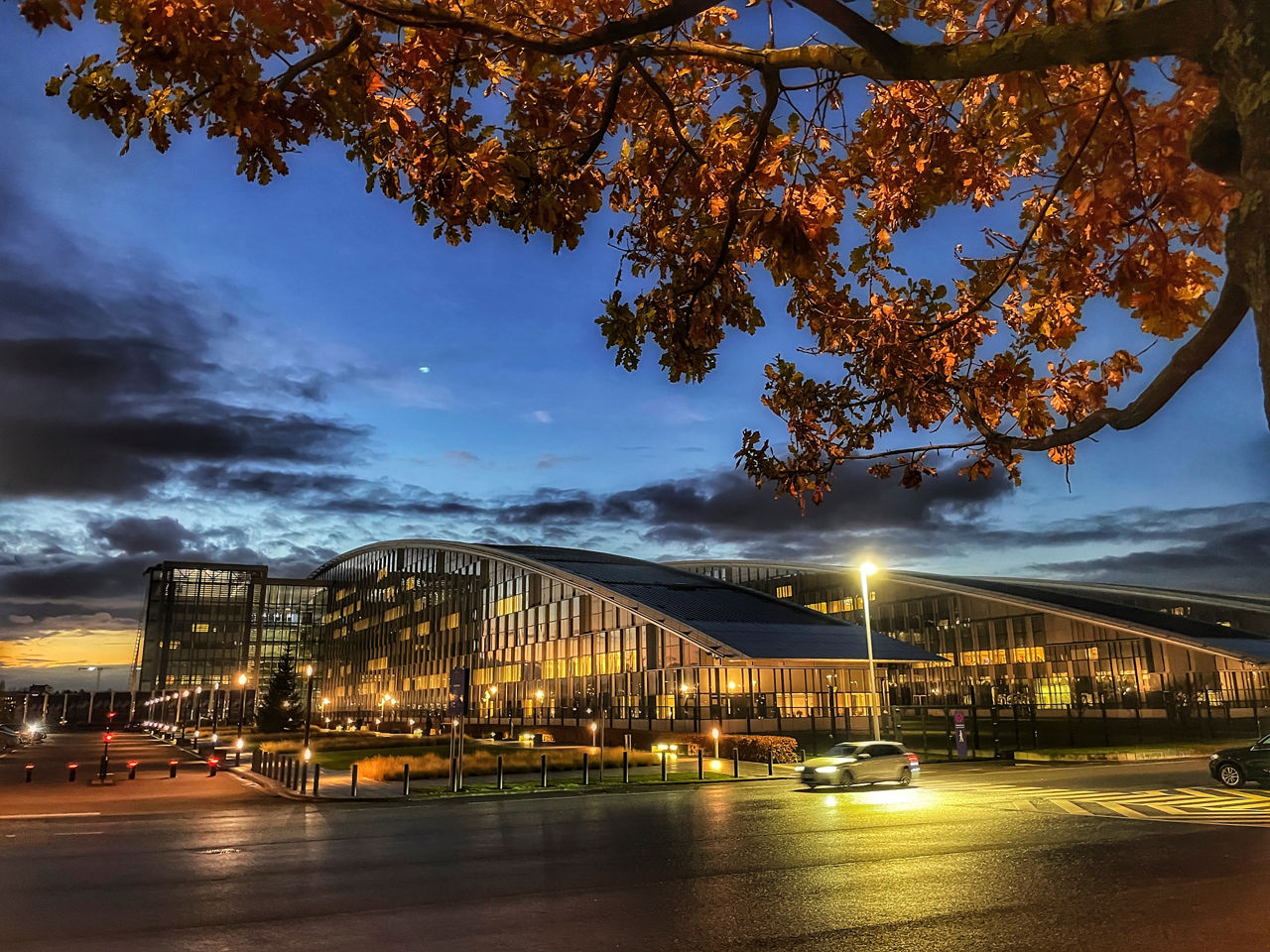 NATO headquarters in the evening