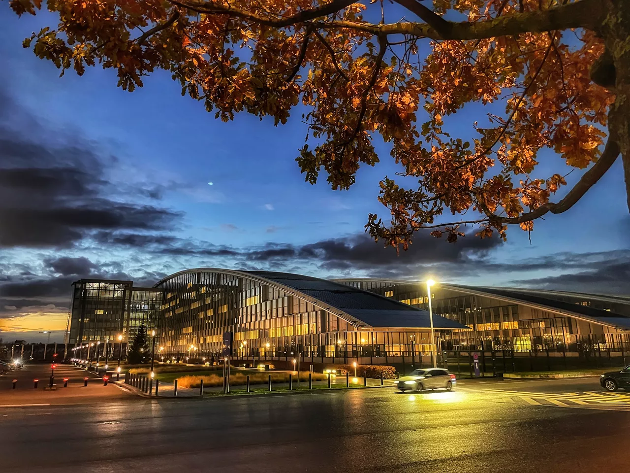 NATO headquarters in the evening