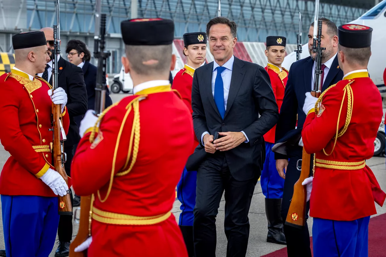 NATO Secretary General Mark Rutte arrives at the Podgorica Airport - Welcomed by Dragan Krapović, Minister of Defence of Montenegro