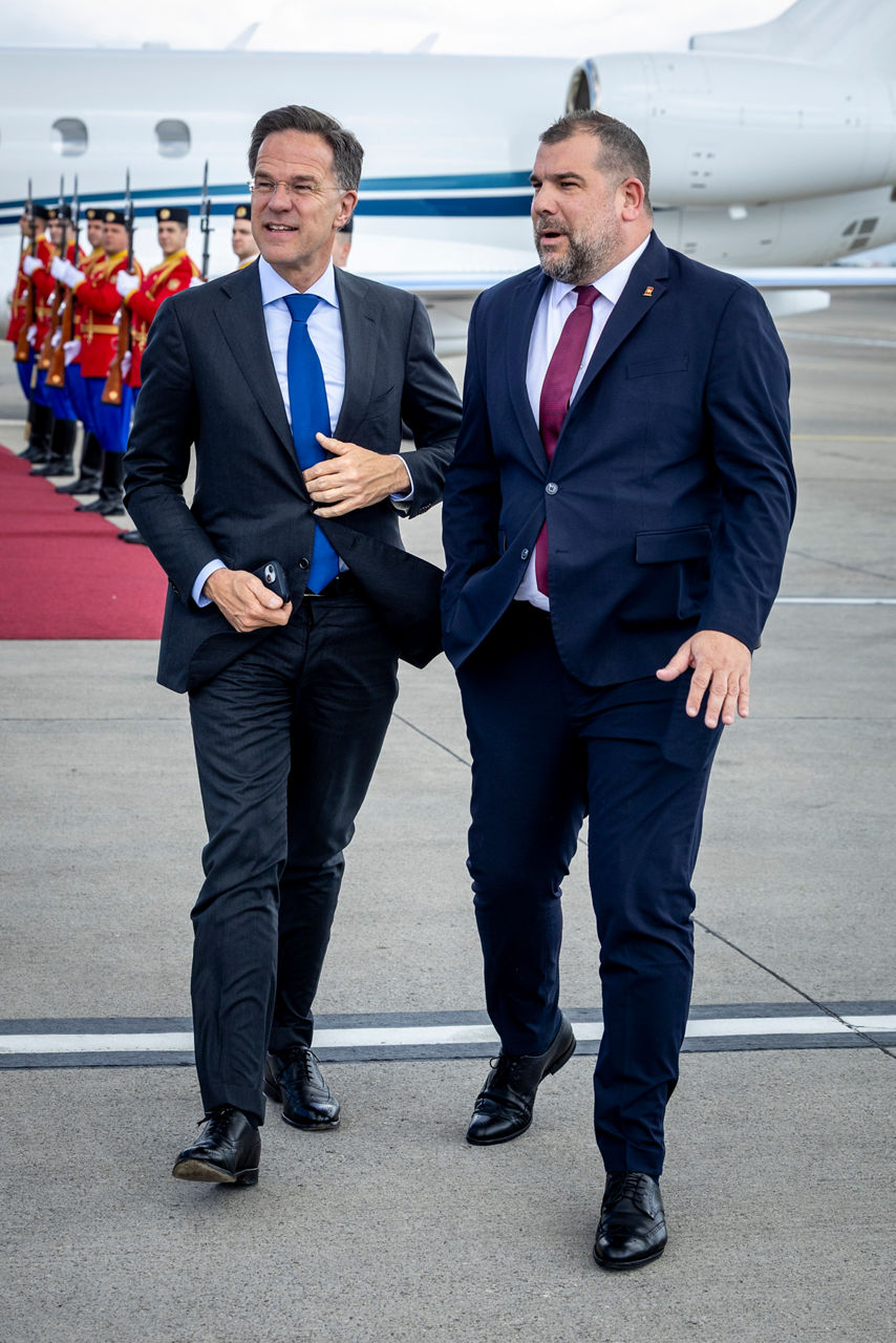 NATO Secretary General Mark Rutte arrives at the Podgorica Airport - Welcomed by Dragan Krapović, Minister of Defence of Montenegro