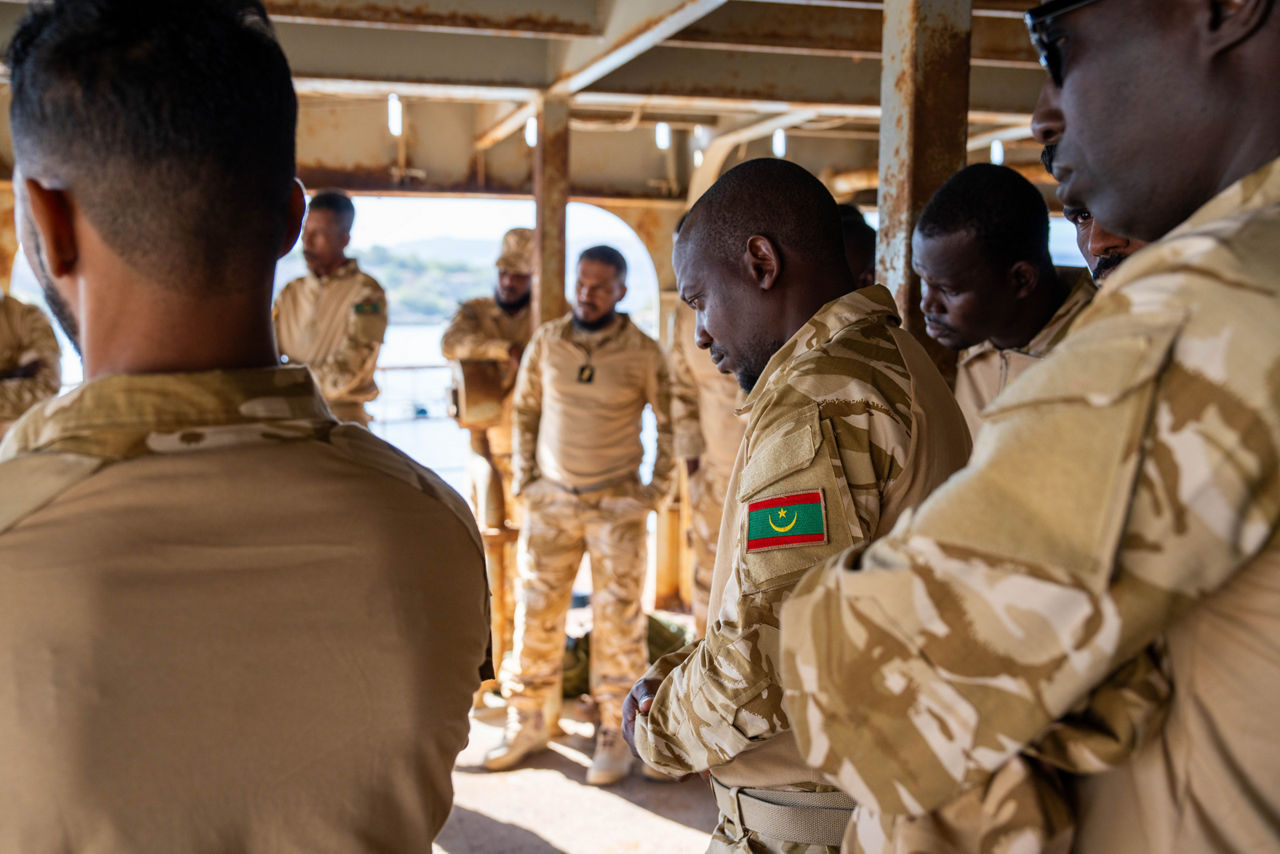 Mauritanian sailors participate in a first aid course by NATO instructors.

Sailors of the Mauritanian Navy conducted a three week-training programme on maritime security operations, hosted by the NATO Maritime Interdiction Operational Training Centre (NMIOTC), located near Chania, Greece, from 21 October to 8 November 2024. These training activities were carried out within the framework of NATO’s Defence and Related Security Capacity Building (DCB) Initiative.

