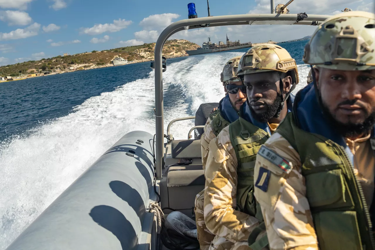 Mauritanian sailors practice fast boat (RHIB) approach drills.


Sailors of the Mauritanian Navy conducted a three week-training programme on maritime security operations, hosted by the NATO Maritime Interdiction Operational Training Centre (NMIOTC), located near Chania, Greece, from 21 October to 8 November 2024. These training activities were carried out within the framework of NATO’s Defence and Related Security Capacity Building (DCB) Initiative.


