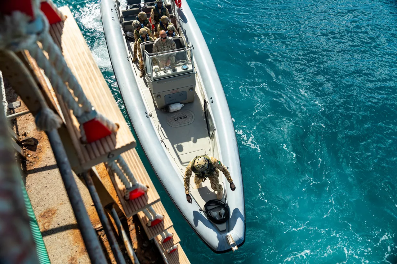 Mauritanian sailors practice fast boat (RHIB) approach drills.


Sailors of the Mauritanian Navy conducted a three week-training programme on maritime security operations, hosted by the NATO Maritime Interdiction Operational Training Centre (NMIOTC), located near Chania, Greece, from 21 October to 8 November 2024. These training activities were carried out within the framework of NATO’s Defence and Related Security Capacity Building (DCB) Initiative.

