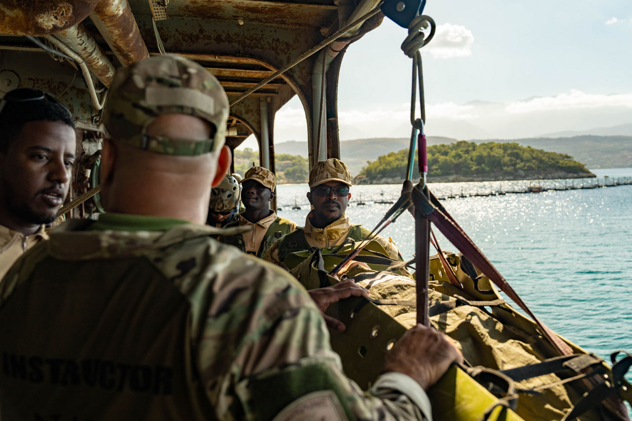 Mauritanian sailors conduct medical evacuation drills during a training exercise.



Sailors of the Mauritanian Navy conducted a three week-training programme on maritime security operations, hosted by the NATO Maritime Interdiction Operational Training Centre (NMIOTC), located near Chania, Greece, from 21 October to 8 November 2024. These training activities were carried out within the framework of NATO’s Defence and Related Security Capacity Building (DCB) Initiative.

