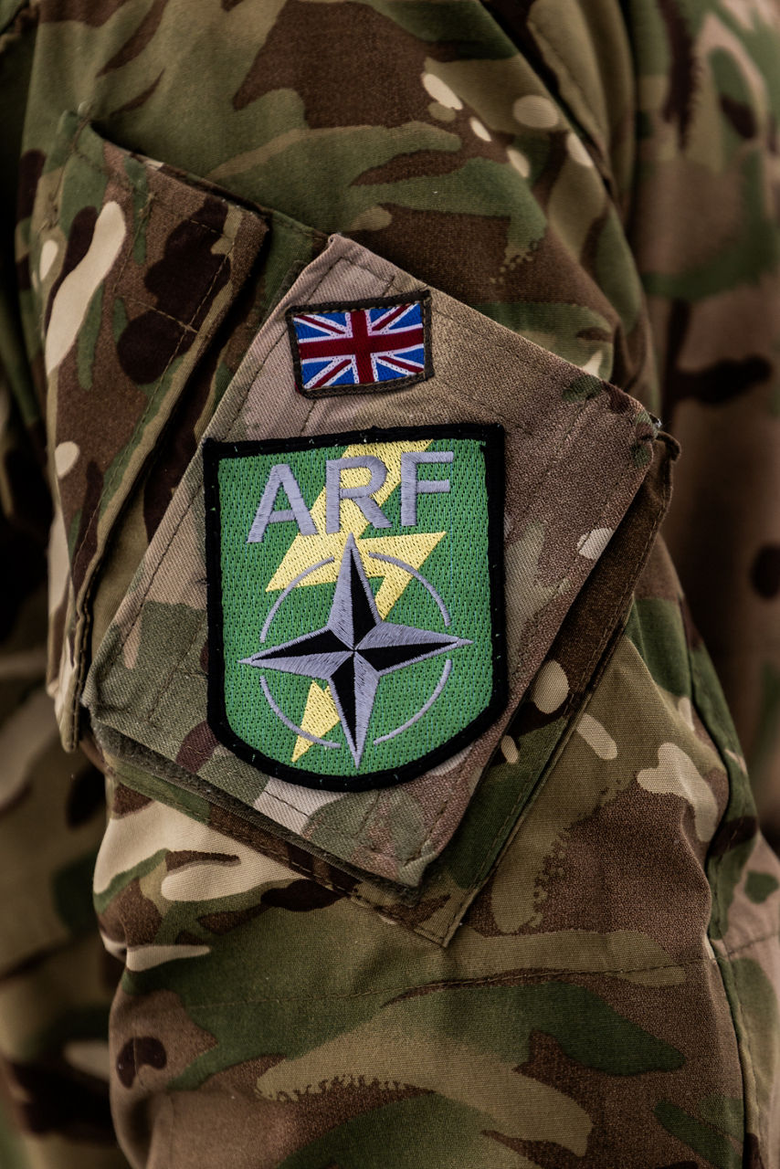 The patch of the Allied Reaction Force, or ARF, on the arm of a British Army soldier during exercise Steadfast Dart 25 in Romania.

Steadfast Dart was the first deployment exercise for the Allied Reaction Force, or ARF, NATO’s new force-in-readiness. Designed to deploy rapidly and implement the Alliance’s new regional defence plans, the ARF is currently led by NATO Rapidly Deployable Corps Italy.