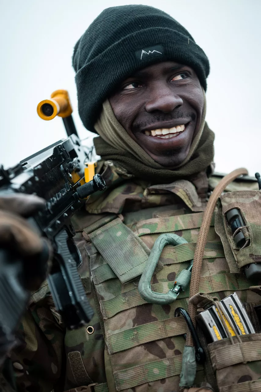 A British Army solider laughs between close-quarters combat drills during exercise Steadfast Dart 25 in Romania.

Steadfast Dart was the first deployment exercise for the Allied Reaction Force, or ARF, NATO’s new force-in-readiness. Designed to deploy rapidly and implement the Alliance’s new regional defence plans, the ARF is currently led by NATO Rapidly Deployable Corps Italy.